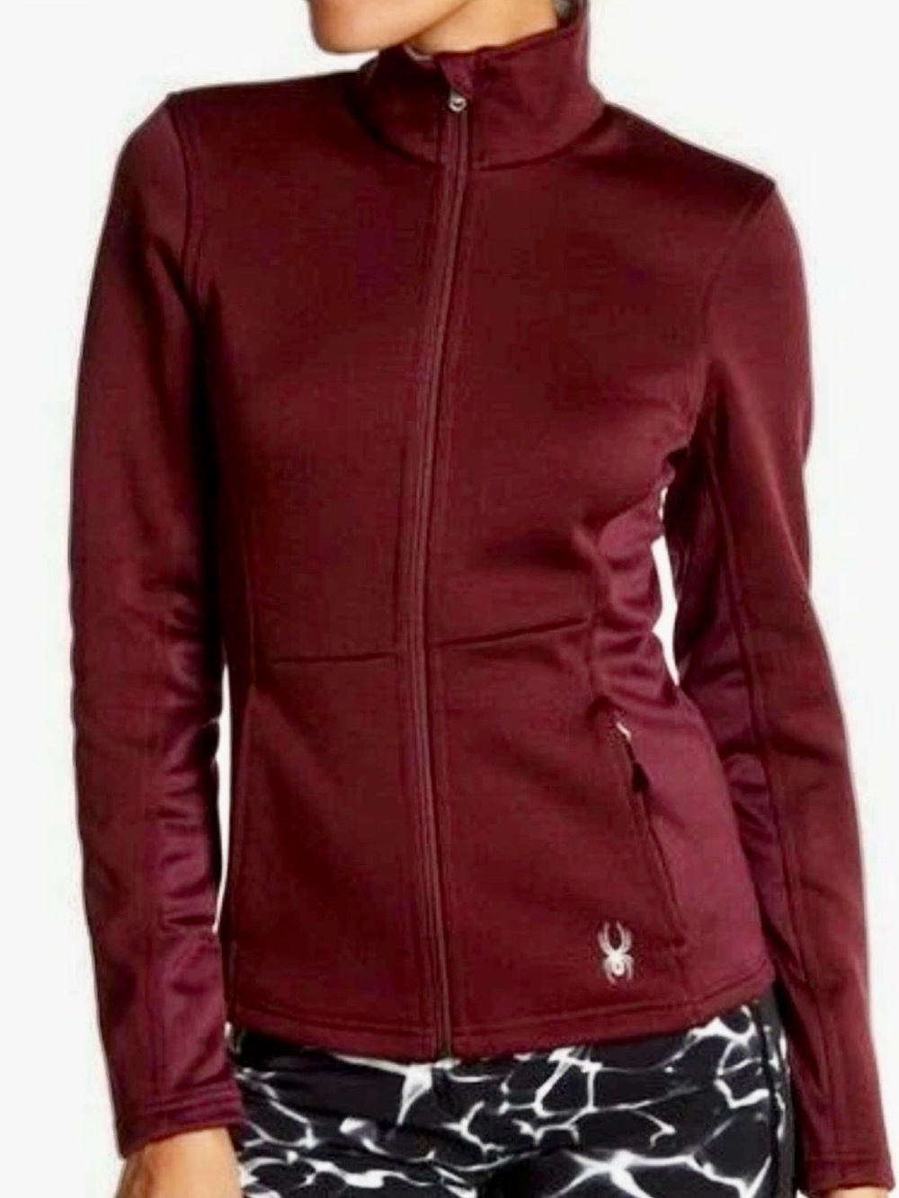 Spyder Jewel Mid Core Sweater Knit Fleece Slim Full Zip Jacket Burgundy Wine M